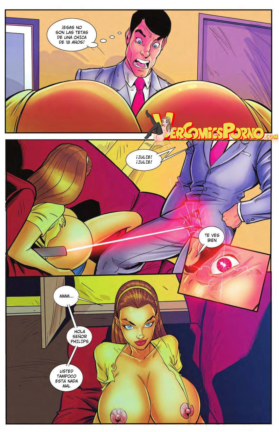 She gives a knowing look to the young man